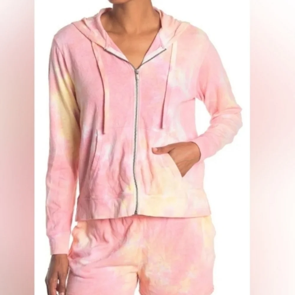 NWT Splendid Tie Dye Hoodie Zip Front Jacket Sunbloom $158